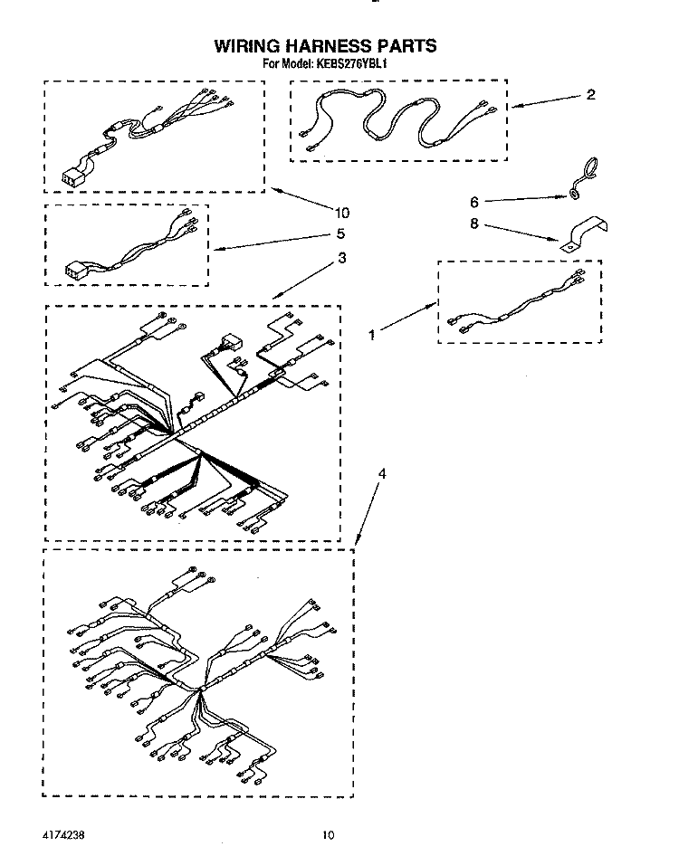 WIRING HARNESS Diagram and Parts List for KEBS276YBL1  KitchenAid Wall Oven