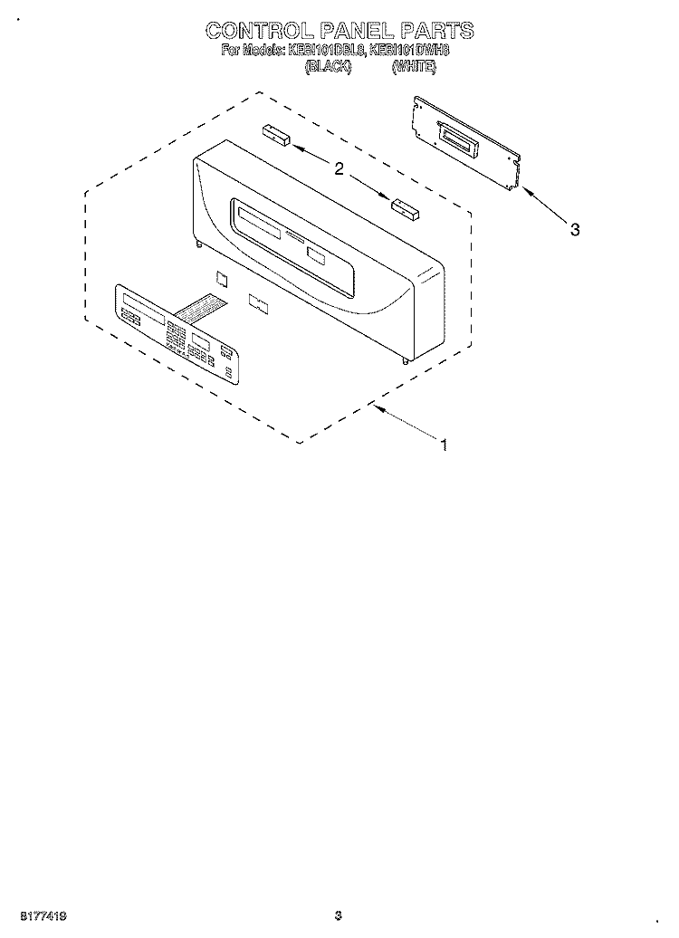 CONTROL PANEL, LITERATURE Diagram and Parts List for KEBI101DBL8  KitchenAid Wall Oven