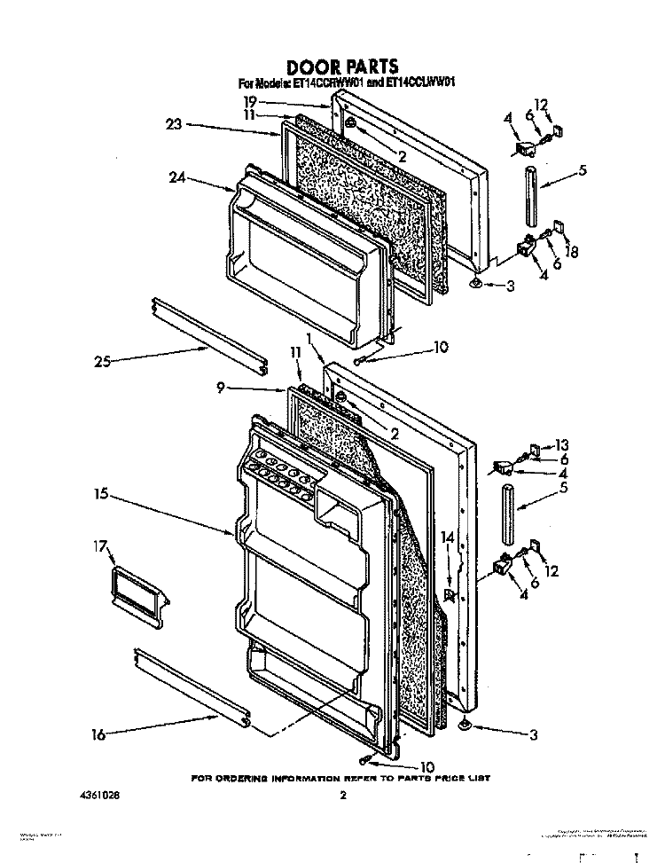 DOOR Diagram and Parts List for ET14CCRWW01  Whirlpool Refrigerator