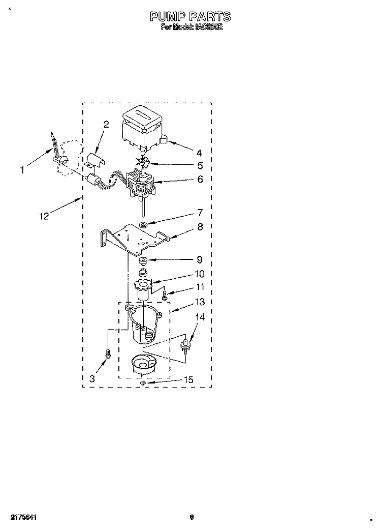 PUMP Diagram and Parts List for IACS50E  Whirlpool Ice Maker