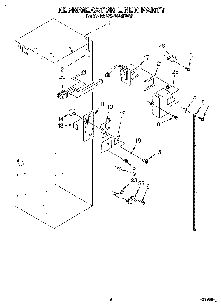 REFRIGERATOR LINER Diagram and Parts List for KSSS42MBX01  KitchenAid Refrigerator