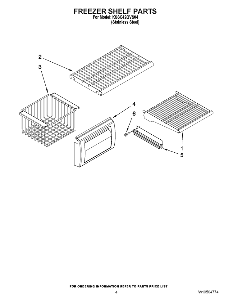 FREEZER SHELF PARTS Diagram and Parts List for KSSC42QVS04  KitchenAid Refrigerator