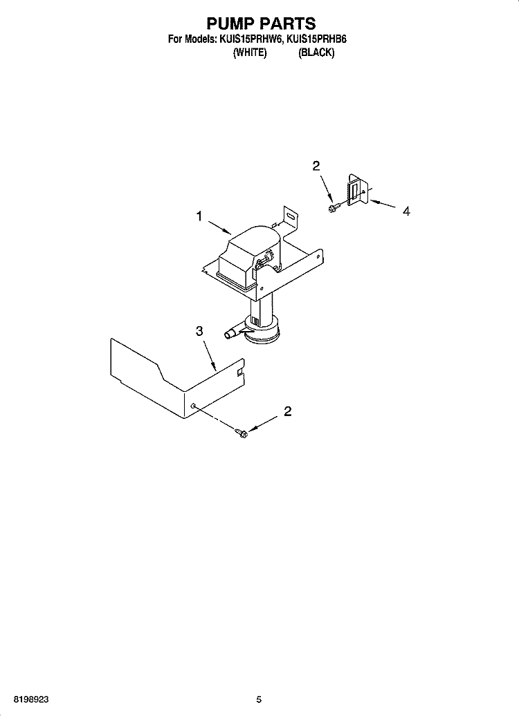 PUMP PARTS Diagram and Parts List for KUIS15PRHW6  KitchenAid Ice Maker