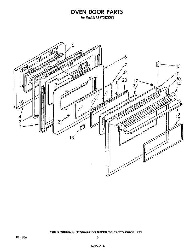 OVEN DOOR , LITERATURE AND OPTIONAL Diagram and Parts List for RS6700XKW4  Whirlpool Range