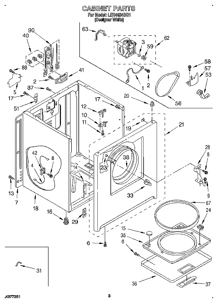 SECTION Diagram and Parts List for LER4624BQ1  Whirlpool Dryer