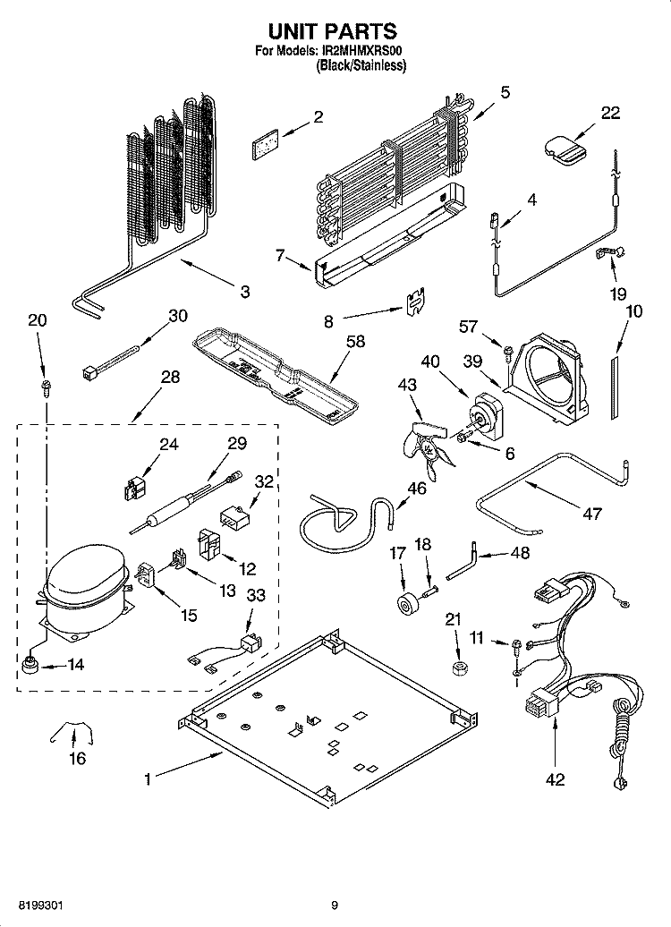 UNIT PARTS Diagram and Parts List for IR2MHMXRS00  Whirlpool Refrigerator