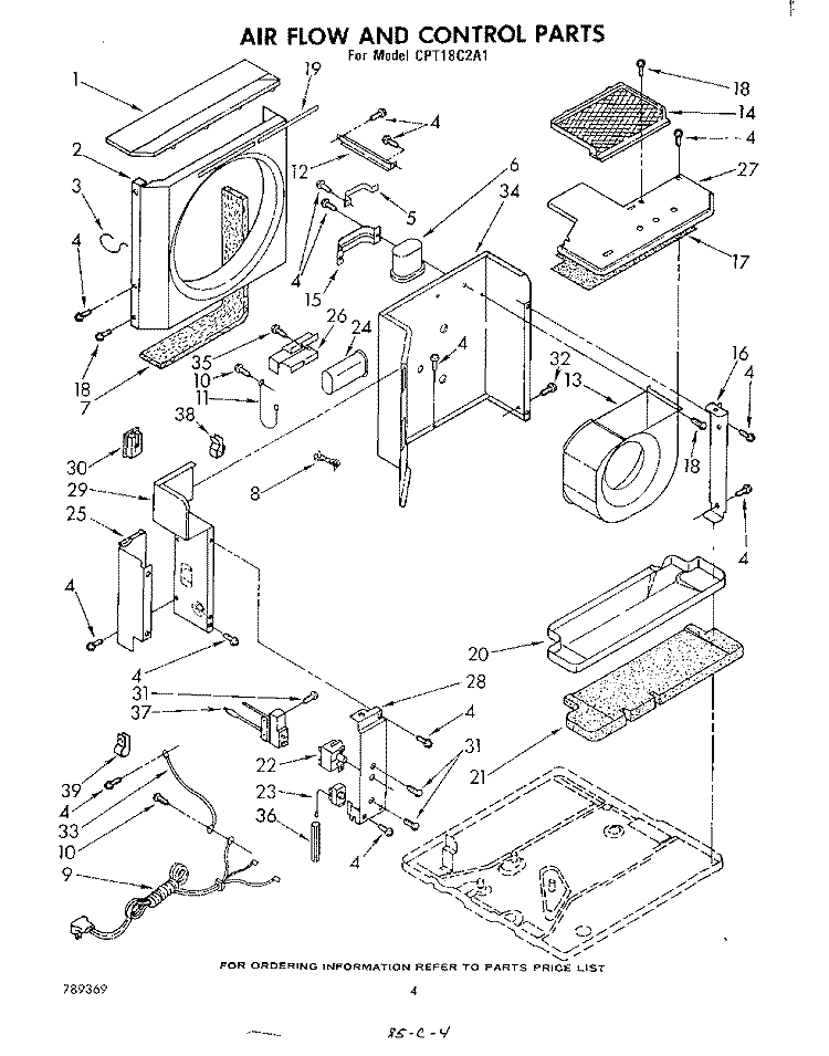 AIR FLOW AND CONTROL , LIT/OPTIONAL Diagram and Parts List for CPT18C2A1  Whirlpool Air Conditioner