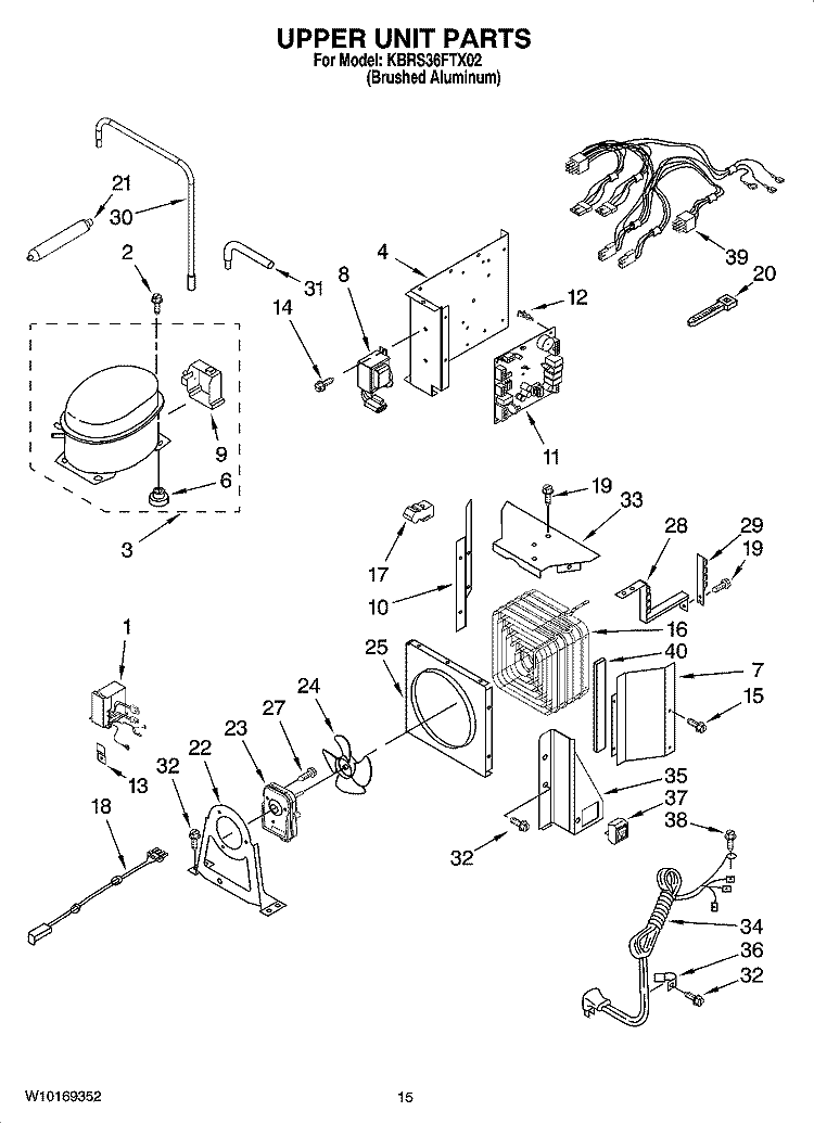 UPPER UNIT PARTS Diagram and Parts List for KBRS36FTX02  KitchenAid Refrigerator