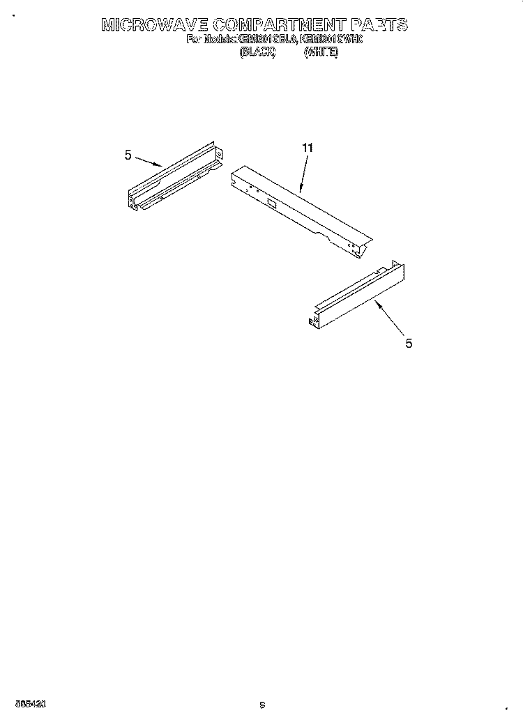 MICROWAVE COMPARTMENT Diagram and Parts List for KEMI301GBL0  KitchenAid Microwave Oven Combo