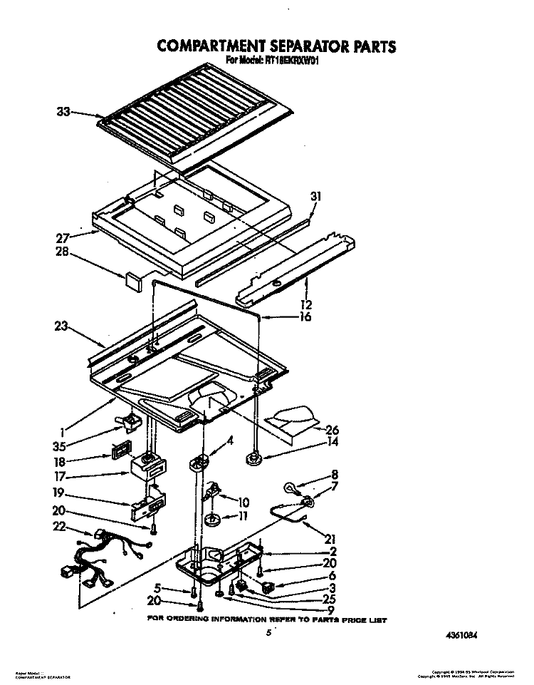 COMPARTMENT SEPARATOR Diagram and Parts List for RT18EKRXW01  Roper Refrigerator