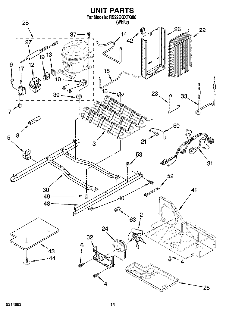 UNIT PARTS Diagram and Parts List for RS22CQXTQ00  Roper Refrigerator