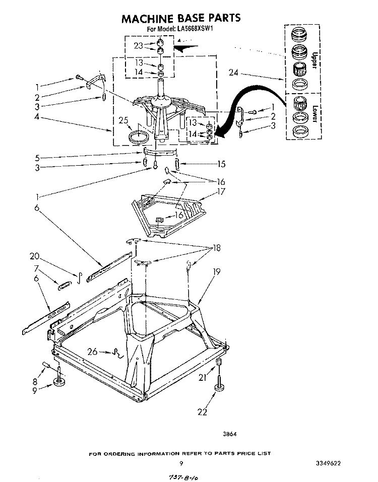 MACHINE BASE Diagram and Parts List for LA5668XSW1  Whirlpool Washer