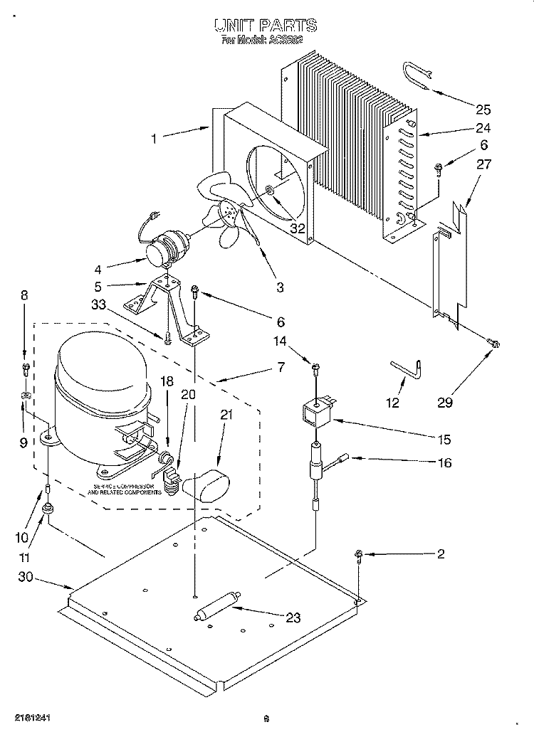 UNIT Diagram and Parts List for ACS502  Whirlpool Ice Maker