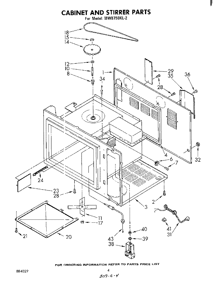CABINET AND STIRRER Diagram and Parts List for MW8750XL2  Whirlpool Microwave