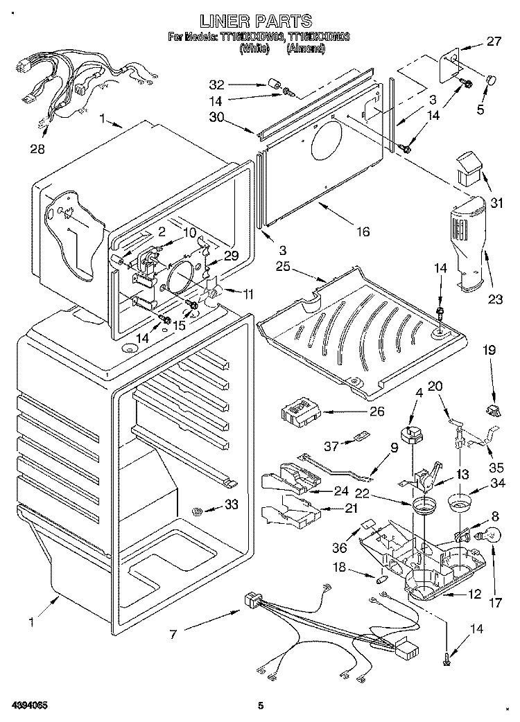 LINER Diagram and Parts List for TT18DKXDN03  Estate Refrigerator