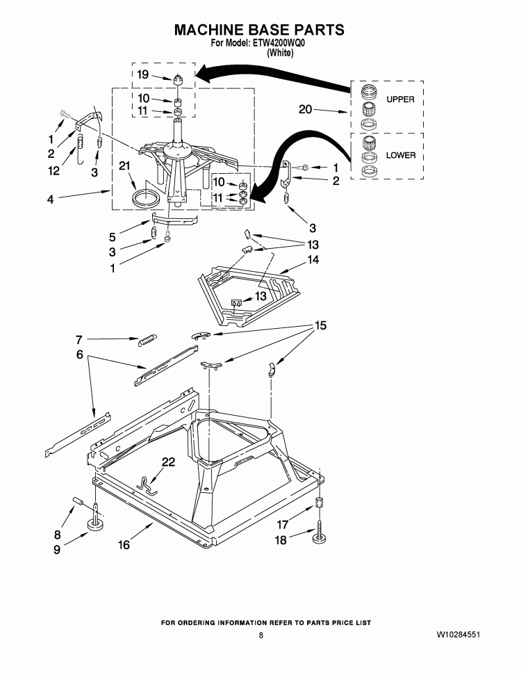 MACHINE BASE PARTS Diagram and Parts List for ETW4200WQ0  Estate Washer