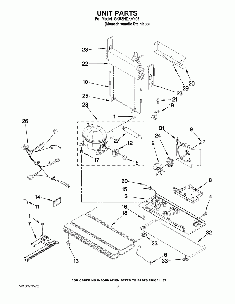 UNIT PARTS Diagram and Parts List for GX5SHDXVY05  Whirlpool Refrigerator