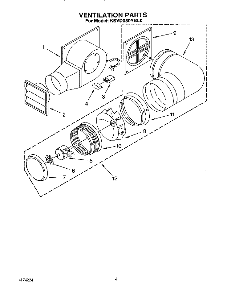 SECTION Diagram and Parts List for KSVD060YAL0  KitchenAid Range Hood