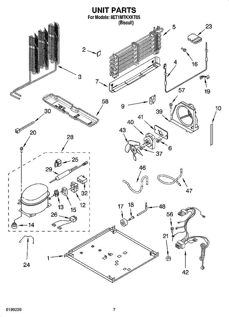 UNIT PARTS Diagram and Parts List for 8ET1MTKXKT05  Whirlpool Refrigerator