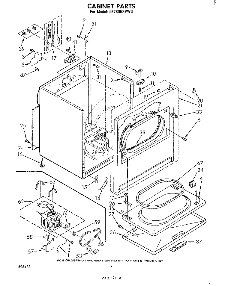SECTION Diagram and Parts List for LE7805XPW0  Whirlpool Dryer