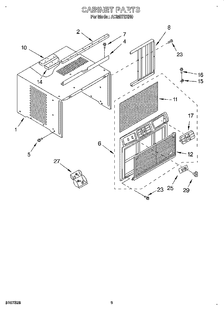 CABINET Diagram and Parts List for ACM072XH0  Whirlpool Air Conditioner