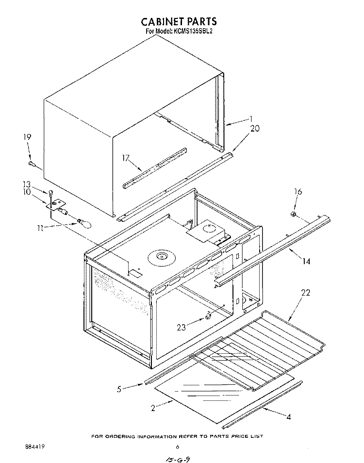 CABINET Diagram and Parts List for KCMS135SBL2  KitchenAid Microwave