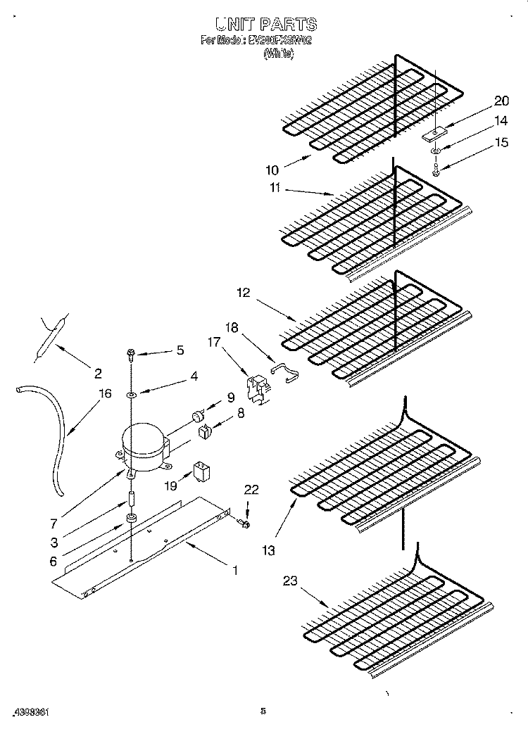 UNIT Diagram and Parts List for EV200FXGW02  Whirlpool Freezer