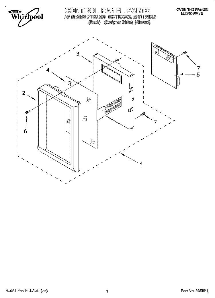 CONTROL PANEL Diagram and Parts List for MH7115XBQ6  Whirlpool Microwave