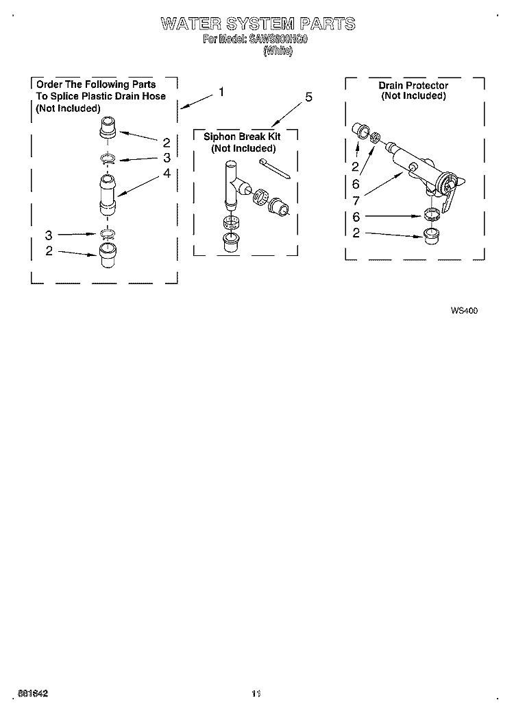 WATER SYSTEM Diagram and Parts List for SAWS900HQ0  Whirlpool Washer