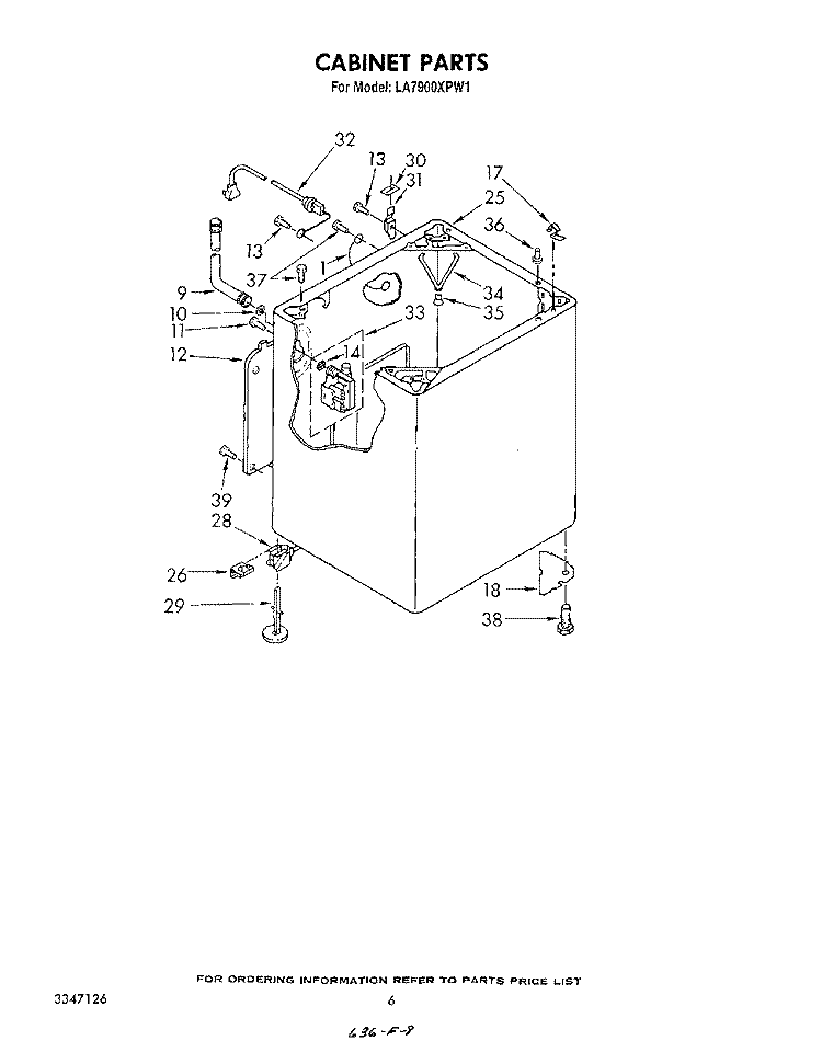 CABINET Diagram and Parts List for LA7900XPW1  Whirlpool Washer