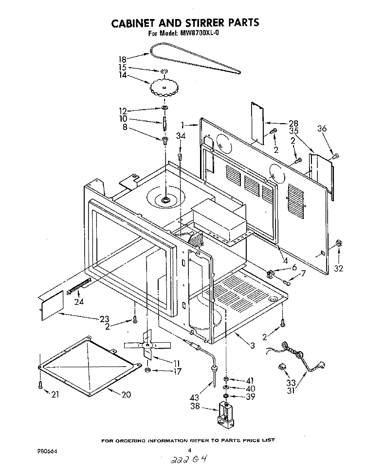 CABINET AND STIRRER Diagram and Parts List for MW8700XL0  Whirlpool Microwave