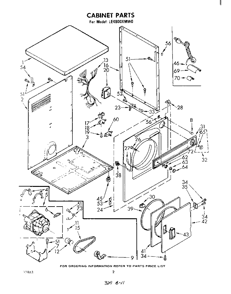 SECTION Diagram and Parts List for LE4900XMW0  Whirlpool Dryer