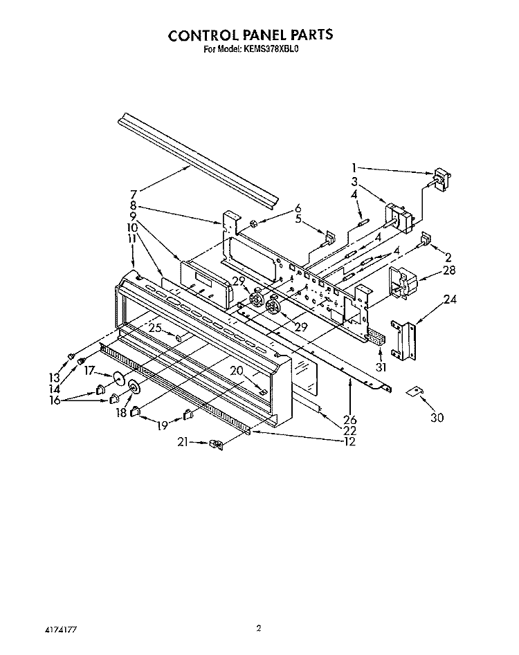 CONTROL PANEL, LIT/OPTIONAL Diagram and Parts List for KEMS378XWH0  KitchenAid Wall Oven