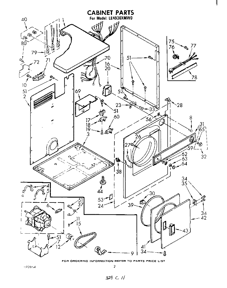 SECTION Diagram and Parts List for LE4930XMW0  Whirlpool Dryer