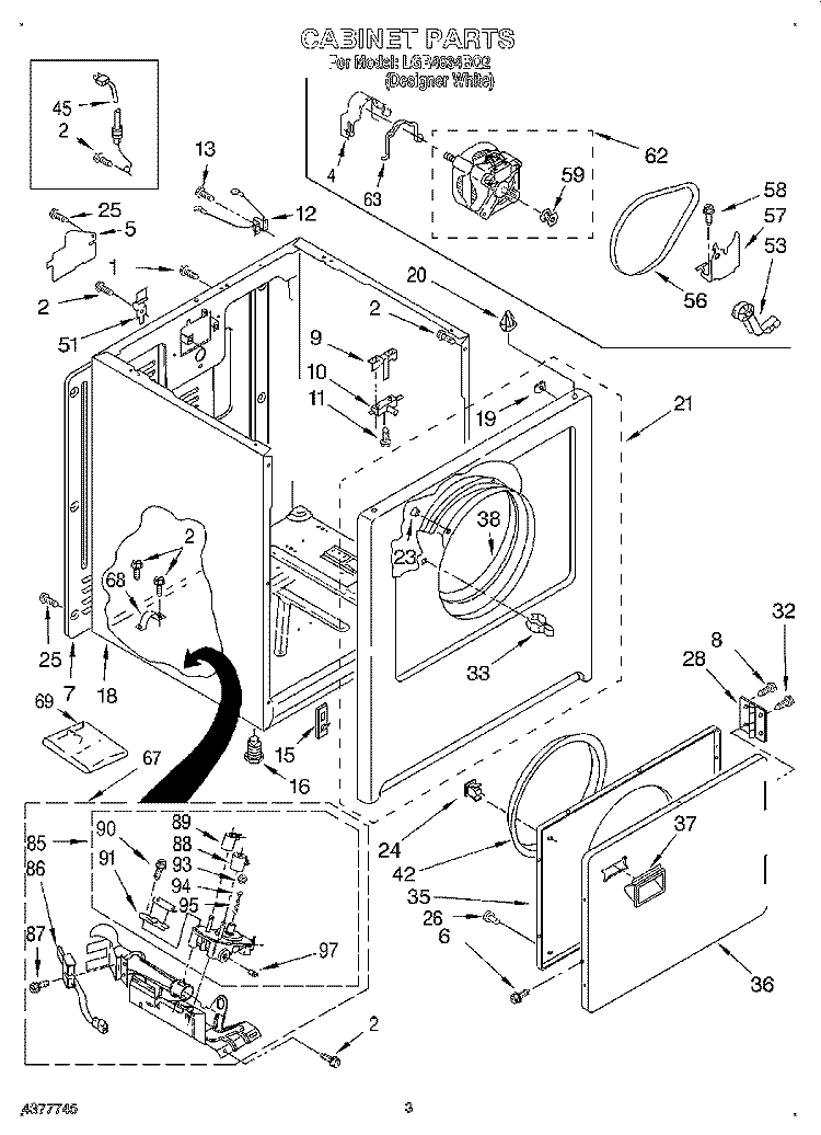 CABINET Diagram and Parts List for LGR4634BQ2  Whirlpool Dryer