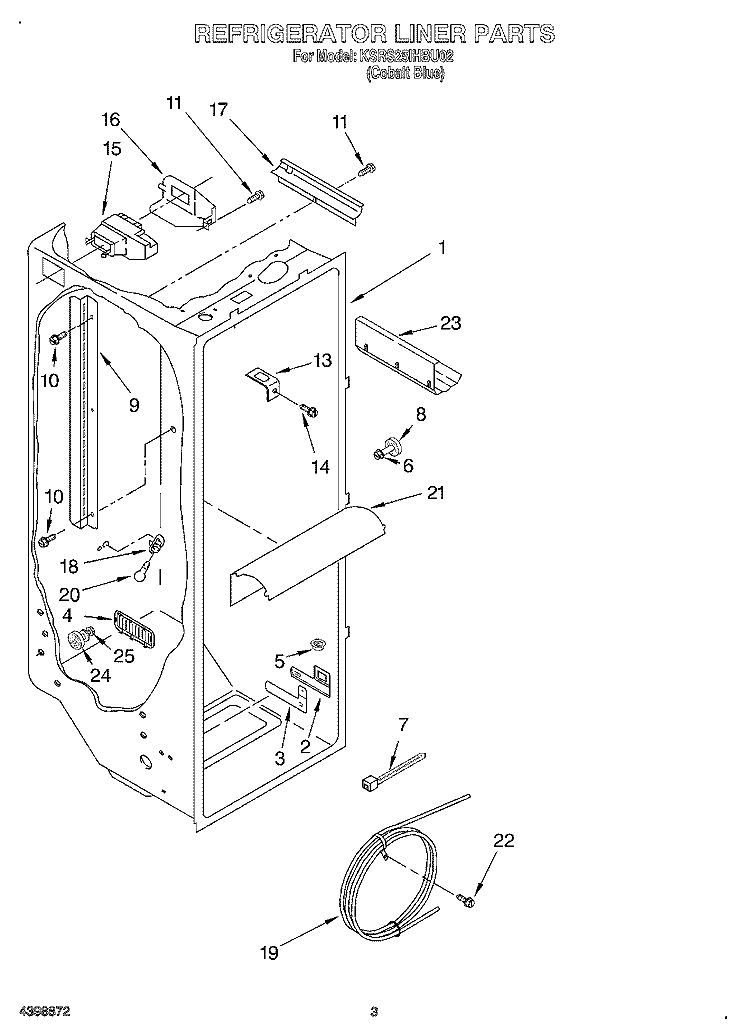 REFRIGERATOR LINER Diagram and Parts List for KSRS25IHBU02  KitchenAid Refrigerator