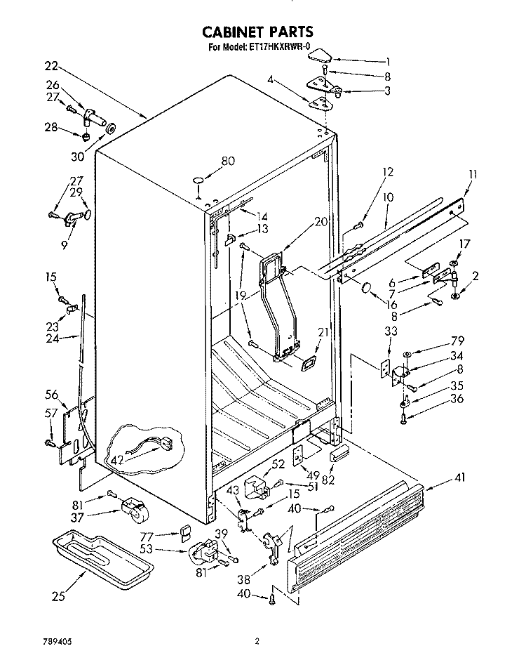 CABINET Diagram and Parts List for ET17HKXRMR0  Whirlpool Refrigerator