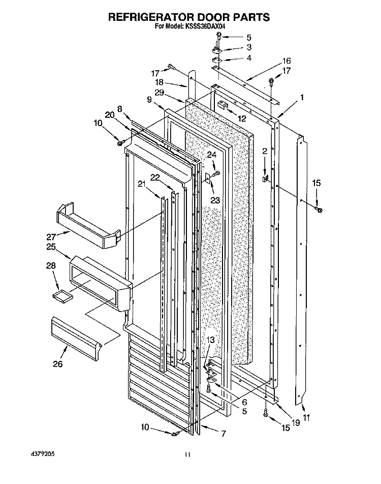 REFRIGERATOR DOOR Diagram and Parts List for KSSS36DAX04  KitchenAid Refrigerator