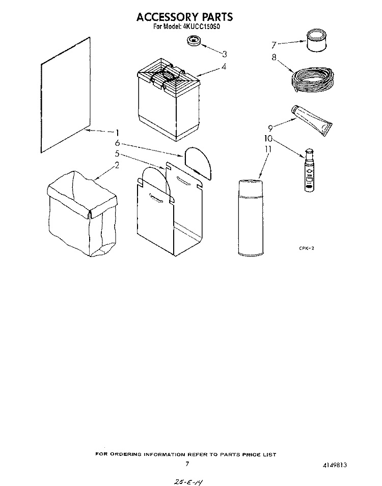 ACCESSORY Diagram and Parts List for 4KUCC150S0  KitchenAid Trash Compactor