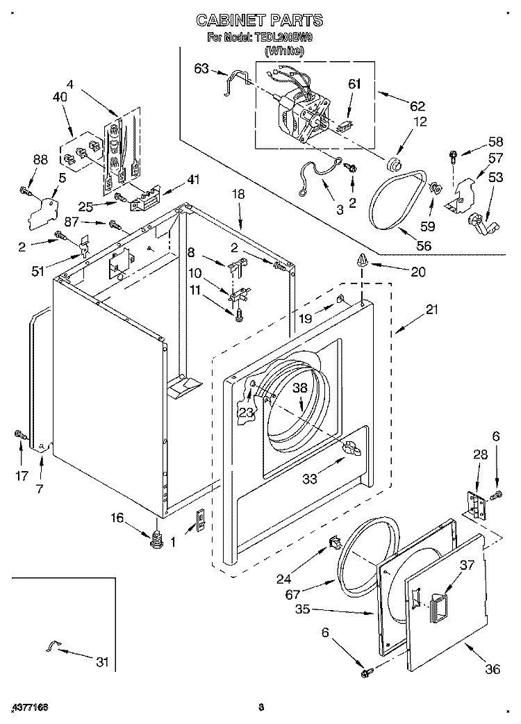 SECTION Diagram and Parts List for TEDL200BW0  Whirlpool Dryer