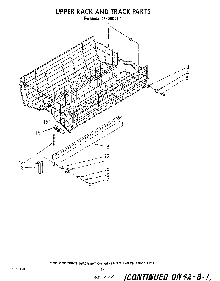 UPPER RACK AND TRACK Diagram and Parts List for 4KPDI620T1  KitchenAid Dishwasher