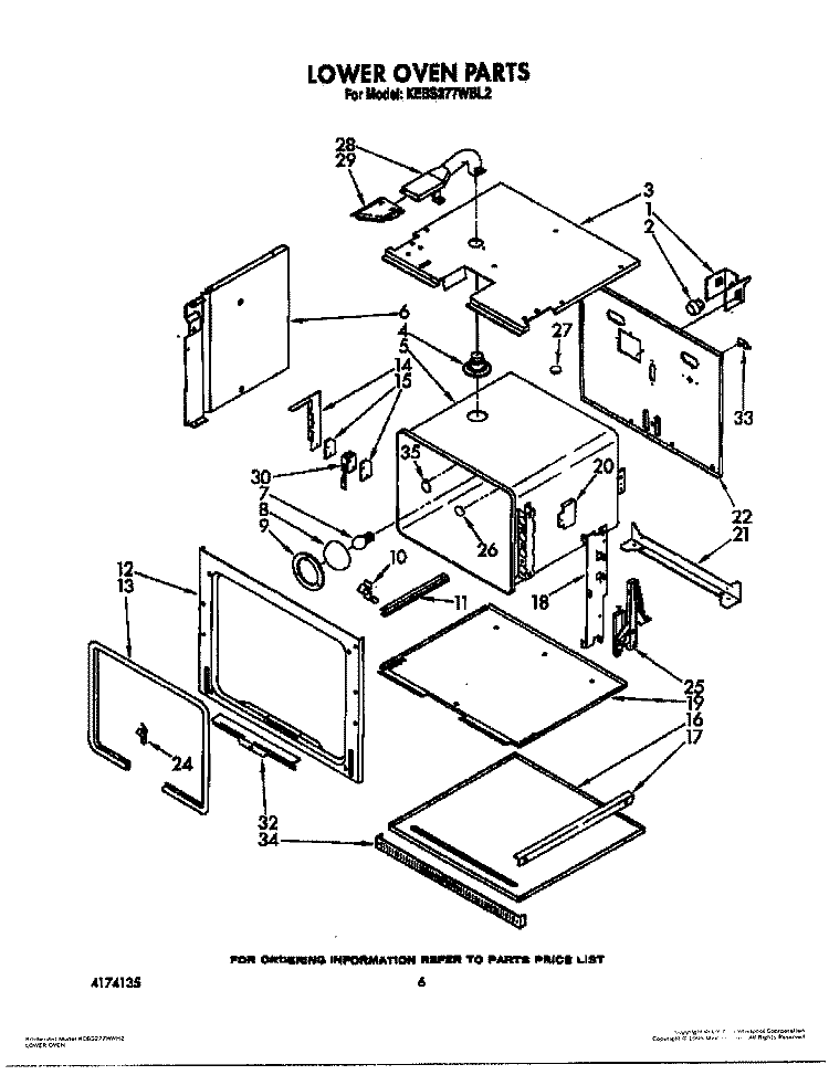 LOWER OVEN, OPTIONAL Diagram and Parts List for KEBS277WBL2  KitchenAid Wall Oven