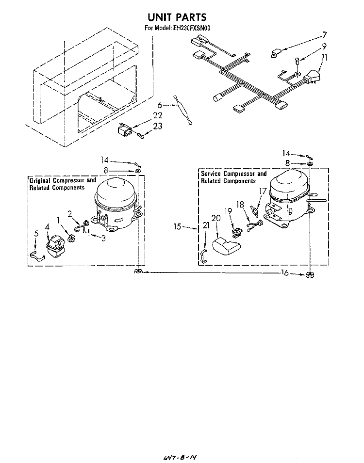 SECTION Diagram and Parts List for EH230FXSN00  Whirlpool Freezer
