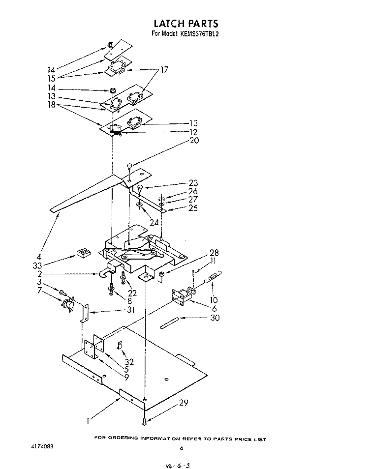 LATCH Diagram and Parts List for KEMS376TBL2  KitchenAid Microwave Oven Combo