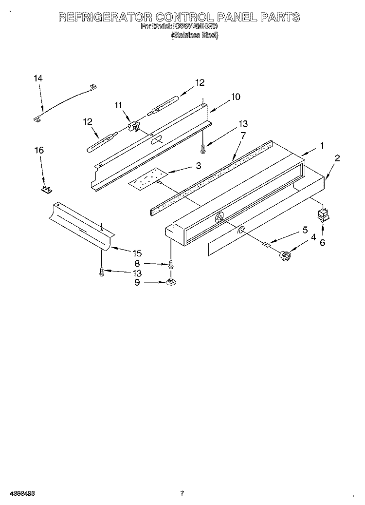 REFRIGERATOR CONTROL PANEL Diagram and Parts List for KSSS48MHX00  KitchenAid Refrigerator