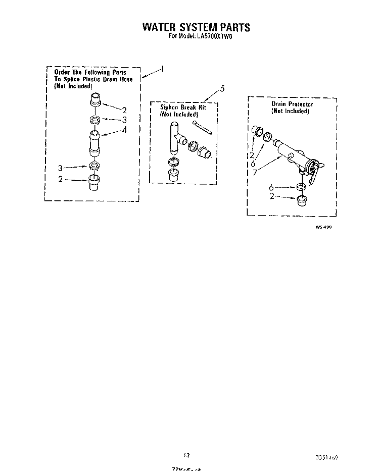 WATER SYSTEM Diagram and Parts List for LA5700XTG0  Whirlpool Washer
