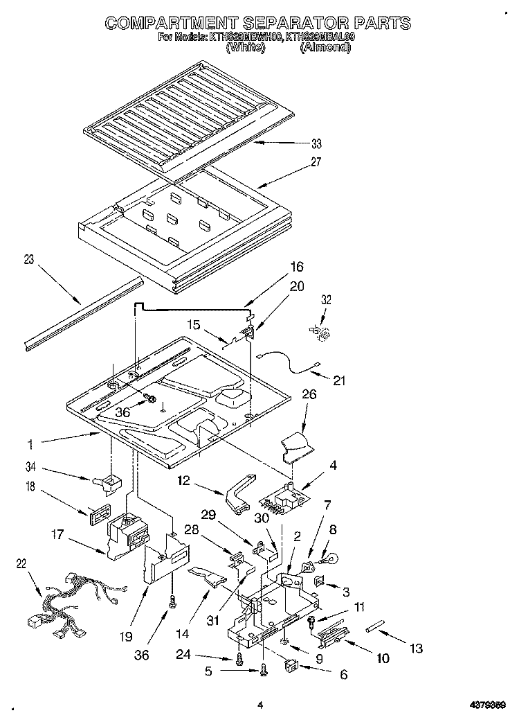 COMPARTMENT SEPARATOR Diagram and Parts List for KTHS20MBAL00  KitchenAid Refrigerator