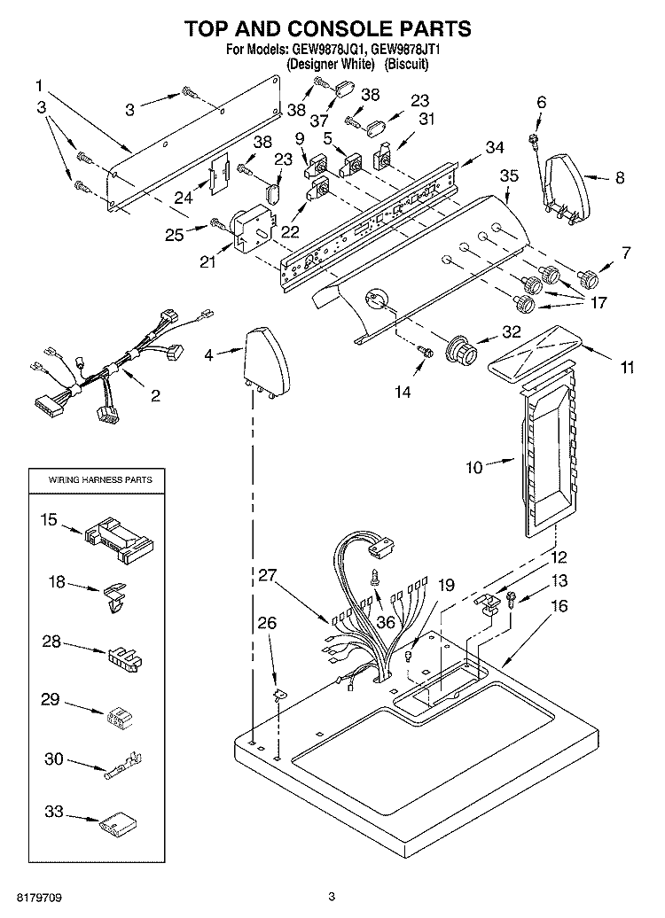 SECTION Diagram and Parts List for GEW9878JT1  Whirlpool Dryer