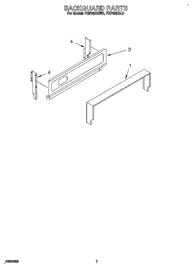 BACKGUARD Diagram and Parts List for FGP300BW0  Roper Range