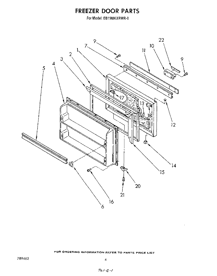 FREEZER DOOR Diagram and Parts List for EB19MKXRWR0  Whirlpool Refrigerator
